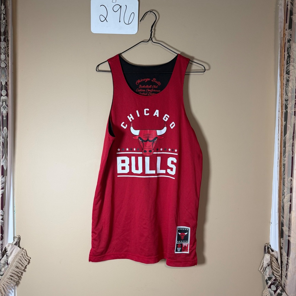 NBA Chicago Bulls Reversible Mesh Jersey Tank Top Red Black Mens X RN109135